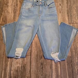Rewash Light Blue Distressed Straight Leg Jeans High Rise